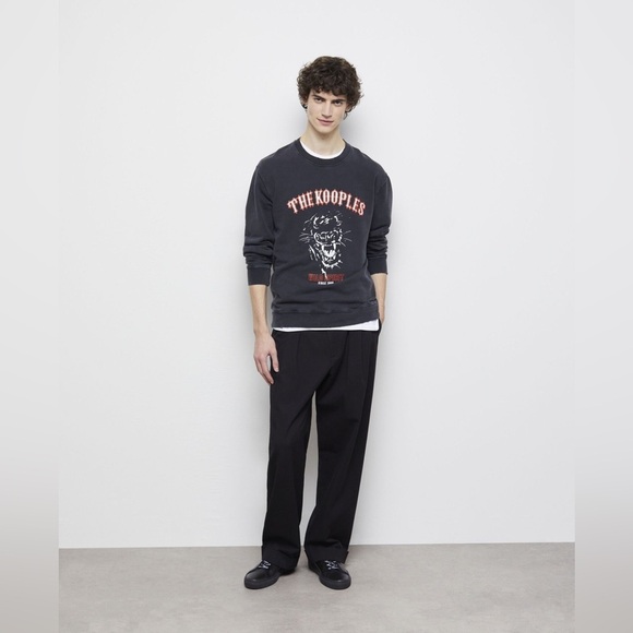 The Kooples Screen Printed Black Crewneck Leopard Sweatshirt - Picture 3 of 10